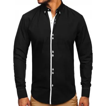 Pánská košile Bolf pánská košile casual s dlouhým rukávem slim střih bavlna velikost L