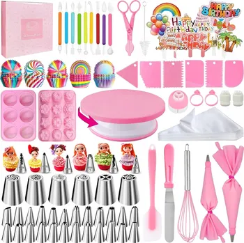 SADA NA ZDOBENÍ DORTŮ CUKRÁŘSKÁ OTOČNÁ PODLOŽKA TYLKY SÁČEK NA ZDOBENÍ