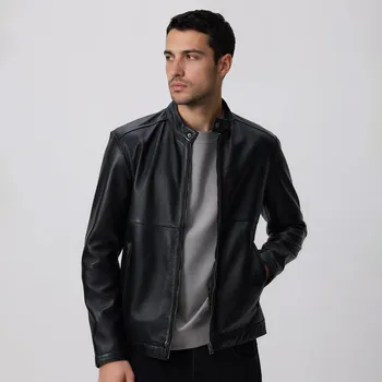 Dámský kabát Reserved - Kožená bunda se stojáčkem - černý - 546HK-99X - 546HK-99X-XL