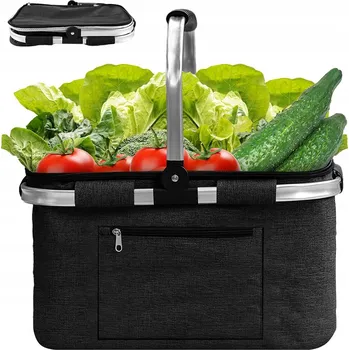 Piknikový koš PIKNIKOVÝ KOŠÍK SKLÁDACÍ TERMO TAŠKA ČERNÝ