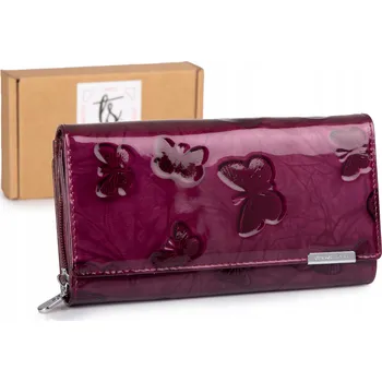 Peněženka Velká lakovaná dámská peněženka s motýly fialová RFID Jennifer Jones