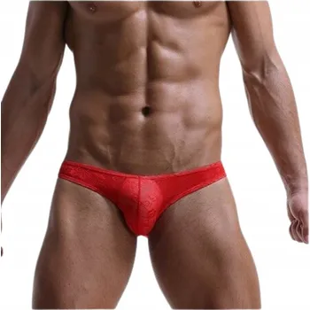 Slipy Průhledné pánské krajkové slipy, velmi vykrojené - XL