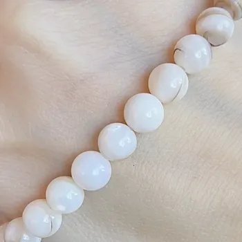 Dětské navlékací korálky Korálky z mušloviny, 6,5-7 mm, balení 5 ks (Perly)