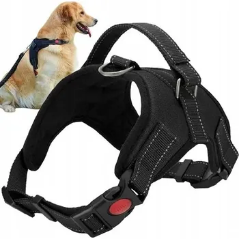 Postroj pro psa Černé postroje pro psa velikosti M do 40 kg, nastavitelné, s reflexními prvky
