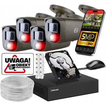 IP kamera Monitorovací sada Zintronic 4xIKTP530V4-B-IR9P4S18MP