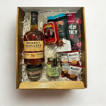 Dárkový potravinový koš Dárková krabice s Alkoholem - Monkey Shoulder 0,7l 40%