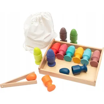 Dřevěná hračka DŘEVĚNÁ EDUKAČNÍ SADA VEJCE TŘÍDIČ PUZZLE MONTESSORI