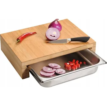 Kuchyňské prkénko Kesper Bambusové prkénko s nádobou 37,5 × 27,5 × 9,5 cm