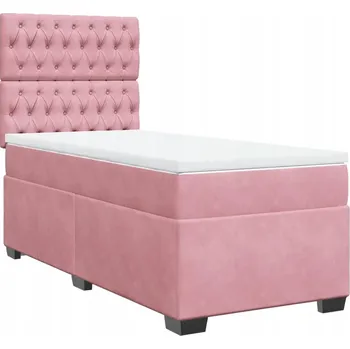 Postel Kontinentální postel růžová 200 x 80 x 140,5/150,5 cm s matrací a topperem