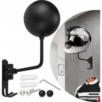 Věšák OTOČNÝ DRŽÁK VĚŠÁK NA PŘILBU MOTOCYKLOVOU CYKLISTICKOU ČERNÝ KULOVÝ