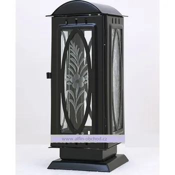 Smuteční dekorace Svítilna na postavení výstřih ovál oblá střecha - malá - černá