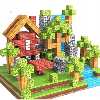 ostatní stavebnice SADA 200 MAGNETICKÝCH KOSTEK STAVEBNICE ŠESTIHRANNÉ STAVEBNICE + 2 POSTAVIČKY