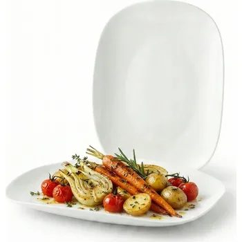 2x Obdélníková mísa vlnitá 30 cm ODERIS bílá na občerstvení