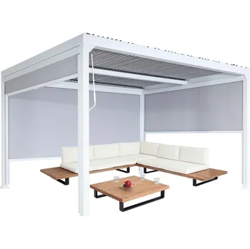 Pergola Bioklimatická pergola HWC-L41 3x3 se 3 bočními stěnami Bílá