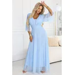 Numoco basic Numoco Dlouhé lesklé šaty plus size s výstřihem a