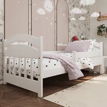 Dětská postel 160x80cm Leo Bílá s bariérkou a roštem, 100% dřevo