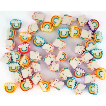 Dětské navlékací korálky FANDY Korálky polymerové GRKO-143 jednorožci a duhy