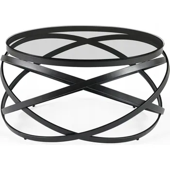 Konferenční stolek Moderní konferenční stolek kulatý ze skla Orbit 80cm Černý