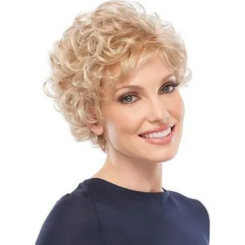 Péče o oční okolí AIYLMZ krátké kudrnaté světlé blond paruky pro bílé ženy. Přirozeně vypadající paruka pro