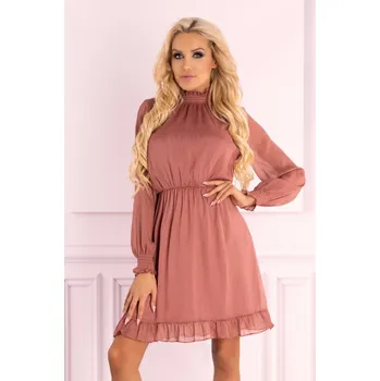 Dámské šaty Elegantní šaty s rolákem Collya F19-D73 Barva: Růžová, Velikost: 2XL