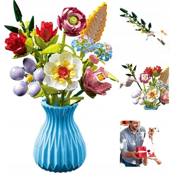 ostatní stavebnice STAVEBNICE KVĚTINY VE VÁZE VÁZA KYTICE KVĚTIN Z KOSTEK