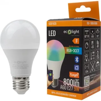 Žárovka LED žárovka E27 A60 9W RGB+CCT ovládání přes aplikaci Tuya Smart Bluetooth