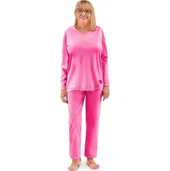 Dámské pyžamo DÁMSKÉ PYŽAMO M TEPLÉ DLOUHÝ RUKÁV FROTTÉ KALHOTY PRO MAMINKU BABIČKU RŮŽOVÉ