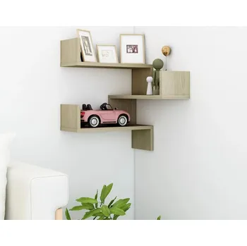 police Vidaxl Rohová nástěnná police, dub sonoma, 40x40x50 cm