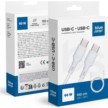 Datový kabel Kabel Blue Star USB typ C - USB typ C 1 m bílý