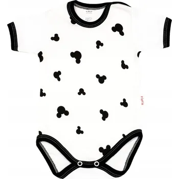 Kojenecký body Body s KRÁTKÝM rukávem 100% Bavlna MYŠKA NA BÍLÉM pozadí vel. 86 KLEKLE