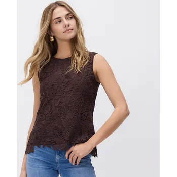 Reserved - Top s&nbsp;ažurou - tmavě hnědá - 248HT-89X - 248HT-89X-L
