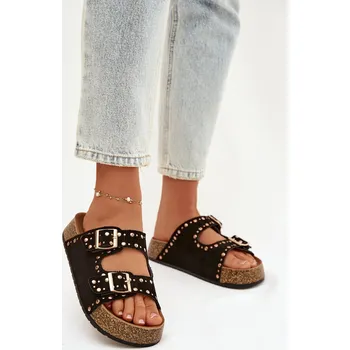 Dámské pantofle Boto Dámské pantofle se zlatými sponami a knoflíky Tervina Barva: Černá, Velikost: 40