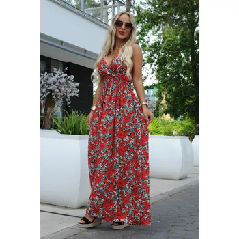 Dámské šaty Květované maxi šaty Poppy Barva: Červená, Velikost: ONE SIZE