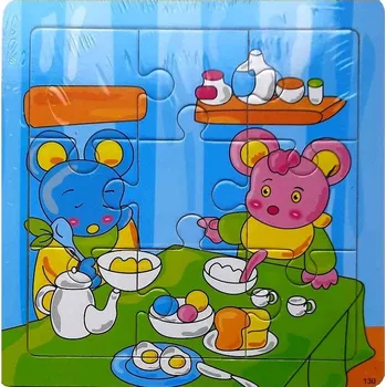 Puzzle Dřevěné puzzle Zvířátka: Myšky 9 dílků