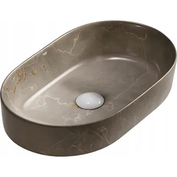Umyvadlo KERAMICKÉ UMYVADLO NA DESKU OVALNÉ NAVI-MAR8-460 BÉŽOVÝ MARMOR