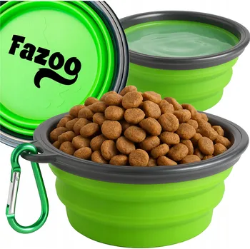 Miska pro psa Skládací (cestovní) silikonová láhev Fazoo zelená 0,35 l