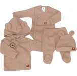 Z&Z Sada do porodnice 4D, žebrovaná, body, polodupačky, kabátek a čepička, béžová, vel.56