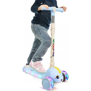 Koloběžka Skládací tříkolová koloběžka modrá s osvětlením a nastavitelnou výškou