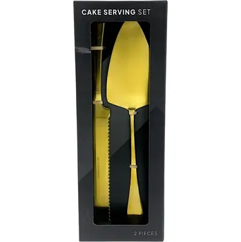 Kuchyňský nůž Cake Serving Set Sada na servírování dortu Lopatka + nůž 30 cm zlatá