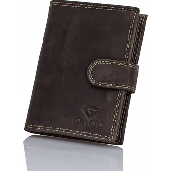 Peněženka PÁNSKÁ KOŽENÁ PENĚŽENKA VELKÁ HNĚDÁ KLASICKÁ NA PATENT GRACIO