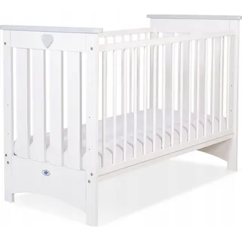 Dětská postýlka Dřevěná postýlka pro miminka 120x60 cm Lorenzo III bílo-šedá, s chrániči