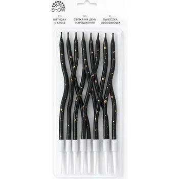 Dortová svíčka Narozeninové svíčky černé se třpytkami 12 ks