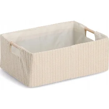 Úložný box Úložný koš, bavlna/polyester/dřevo, béžový