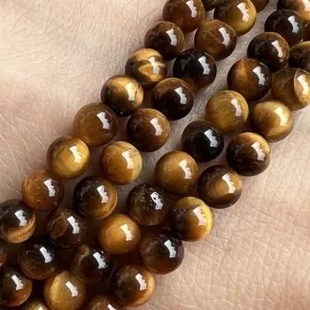 Drahý kámen Tygří oko, 4,5-5 mm, balení 5 ks