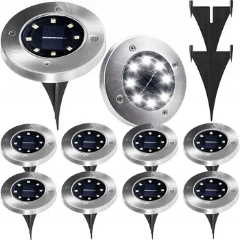 Venkovní osvětlení 10x Solární Zahradní Lampa Disk LED Světla do Země Soumrakový Senzor 8 LED