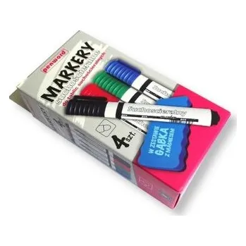 Set školních potřeb Markery suchościeralne 4 kolory + gąbka