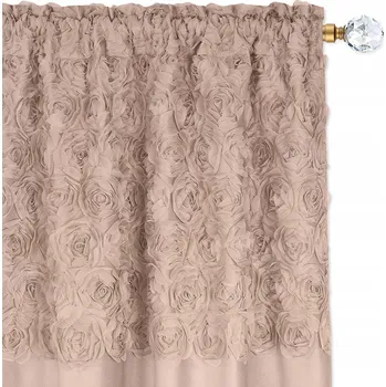 Obraz Závěs 130x270 Pudrová Růžová VELUR RŮŽE 3D Salon Ložnice páska