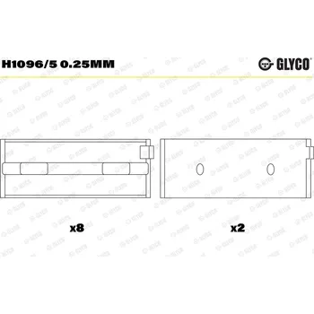 Kliková hřídel Hlavní ložiska klikového hřídele GLYCO H1096/5 0.25mm