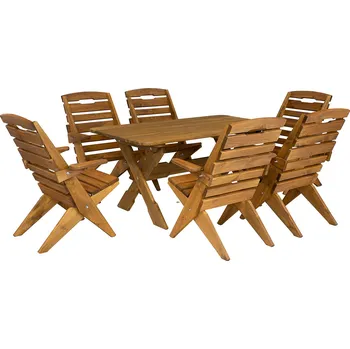 Zahradní sestava Dřevěný zahradní nábytek TOM – set stůl a židle z masivu barevné odstíny zahradní: dub masivní zahradní set se stolem a židlemi