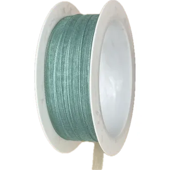 Stuha Stuha organzová Beauty Organdy – Mint mentolová 7mm x 5m (4,-Kč/m) (Mentolová organzová stuha, 7mm široká, průsvitná, oboustranná, okraje zpevněné tkaním)